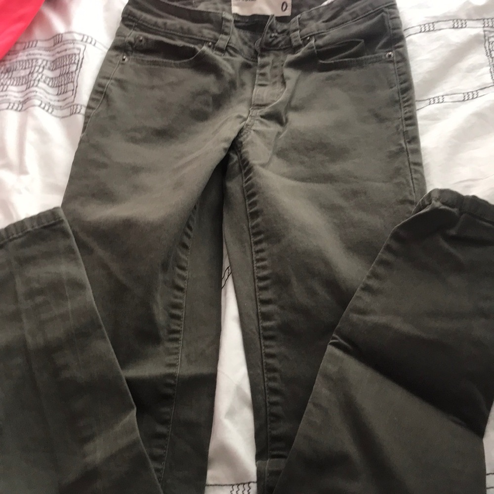 Garage green skinny jeans